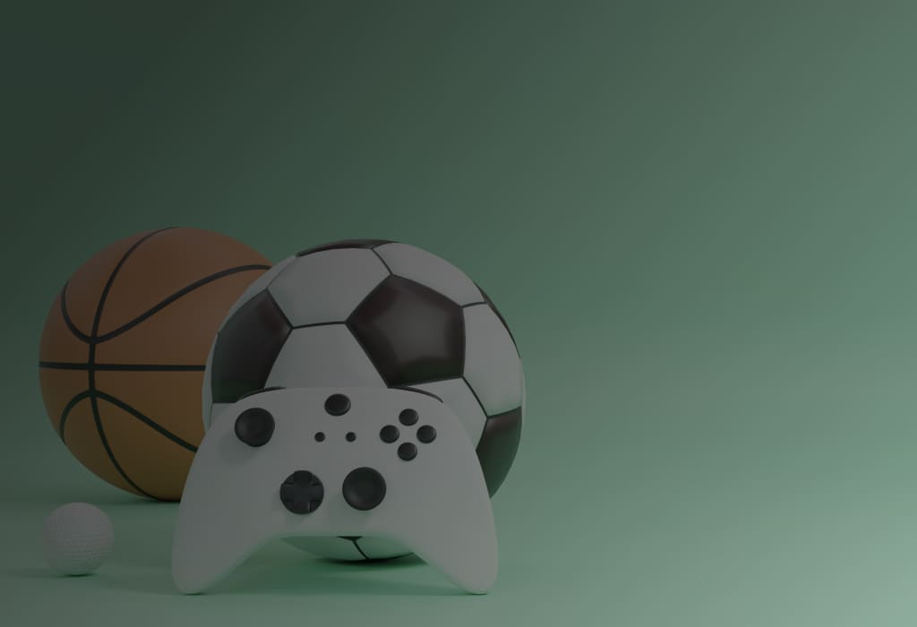 спортивные мячи и геймпад