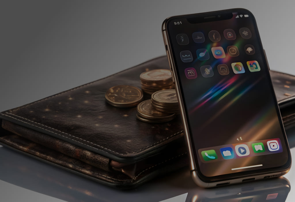 Кошелек с наличными и платным SMS-уведомлением от ПСБ, символизирующий расходы на банковские услуги